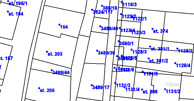 Parcela st. 3489/39 v KÚ Sobůlky, Katastrální mapa
