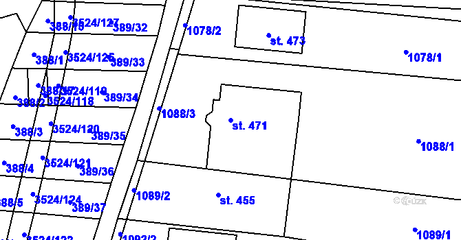 Parcela st. 471 v KÚ Sobůlky, Katastrální mapa