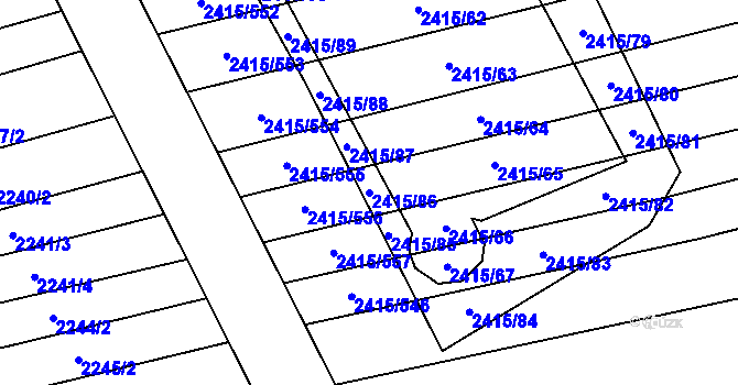 Parcela st. 2415/86 v KÚ Sobůlky, Katastrální mapa