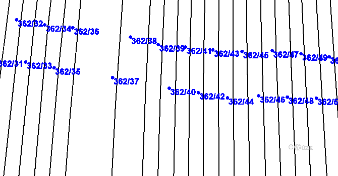 Parcela st. 362/40 v KÚ Sobůlky, Katastrální mapa