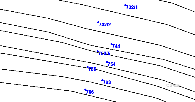 Parcela st. 750/5 v KÚ Sobůlky, Katastrální mapa