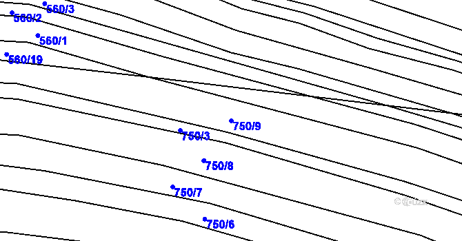 Parcela st. 750/9 v KÚ Sobůlky, Katastrální mapa