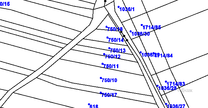 Parcela st. 750/12 v KÚ Sobůlky, Katastrální mapa