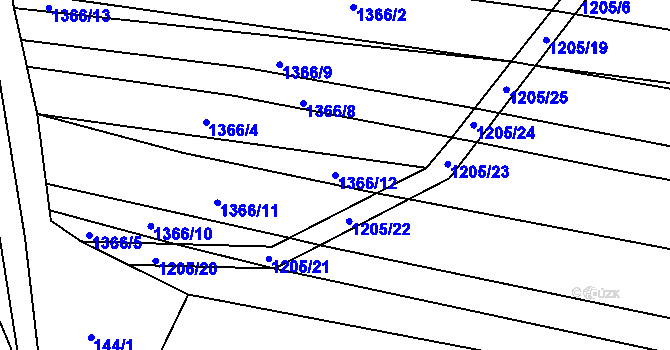 Parcela st. 1366/12 v KÚ Sobůlky, Katastrální mapa