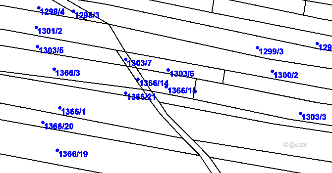 Parcela st. 1366/15 v KÚ Sobůlky, Katastrální mapa