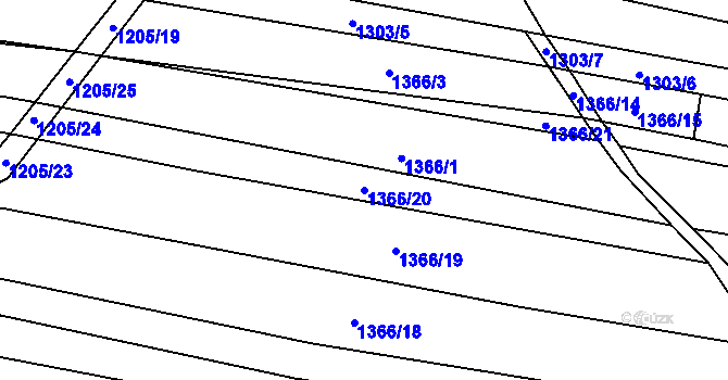 Parcela st. 1366/20 v KÚ Sobůlky, Katastrální mapa