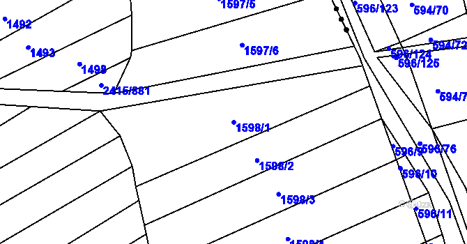Parcela st. 1598/1 v KÚ Sobůlky, Katastrální mapa
