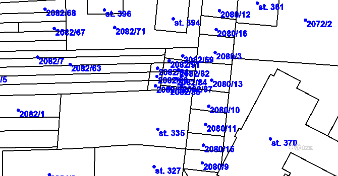 Parcela st. 2082/86 v KÚ Sobůlky, Katastrální mapa