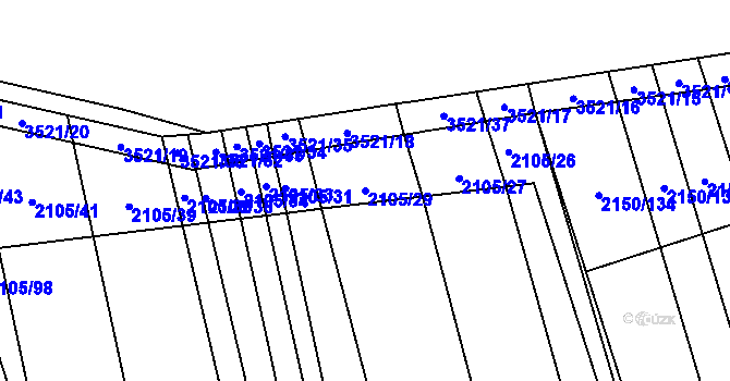 Parcela st. 2105/29 v KÚ Sobůlky, Katastrální mapa