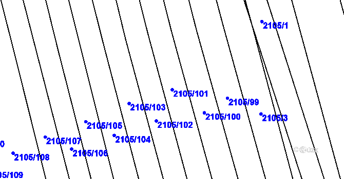 Parcela st. 2105/101 v KÚ Sobůlky, Katastrální mapa