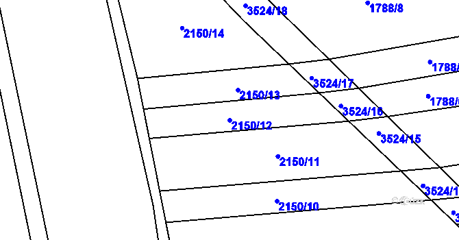 Parcela st. 2150/12 v KÚ Sobůlky, Katastrální mapa