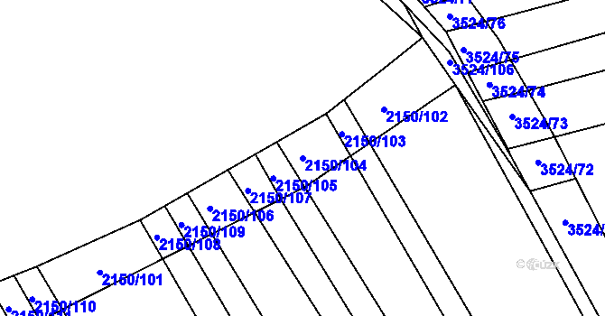 Parcela st. 2150/104 v KÚ Sobůlky, Katastrální mapa