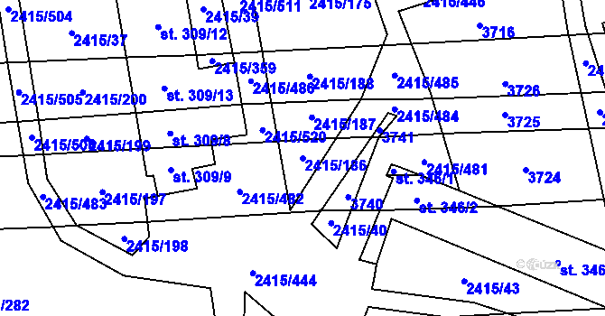 Parcela st. 2415/186 v KÚ Sobůlky, Katastrální mapa