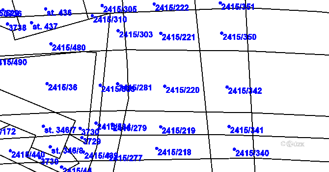 Parcela st. 2415/220 v KÚ Sobůlky, Katastrální mapa