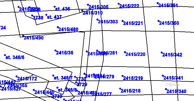Parcela st. 2415/281 v KÚ Sobůlky, Katastrální mapa