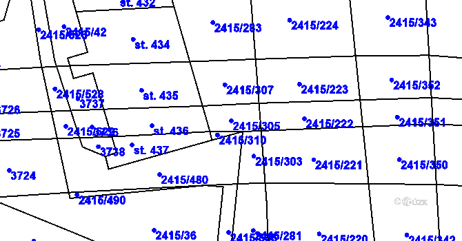 Parcela st. 2415/305 v KÚ Sobůlky, Katastrální mapa