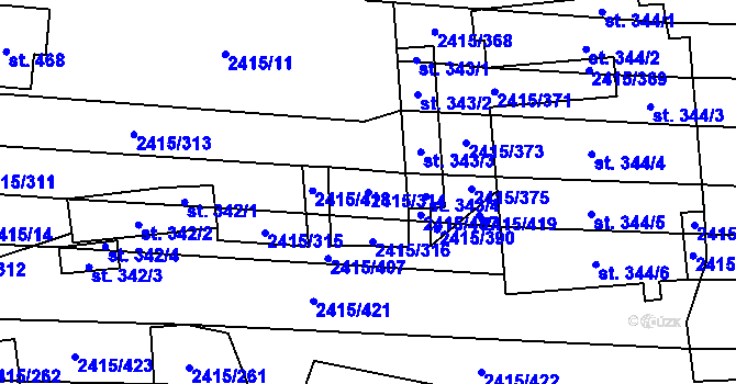 Parcela st. 2415/314 v KÚ Sobůlky, Katastrální mapa