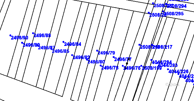 Parcela st. 2496/79 v KÚ Sobůlky, Katastrální mapa