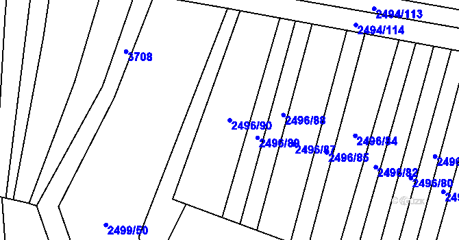 Parcela st. 2496/90 v KÚ Sobůlky, Katastrální mapa