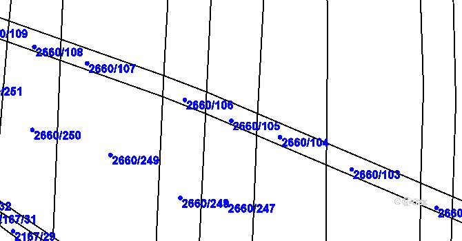 Parcela st. 2660/105 v KÚ Sobůlky, Katastrální mapa