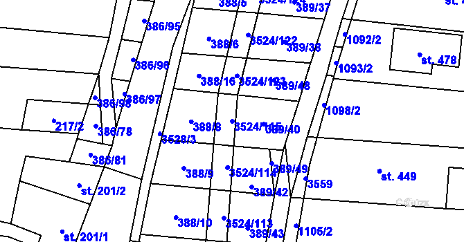 Parcela st. 3524/115 v KÚ Sobůlky, Katastrální mapa