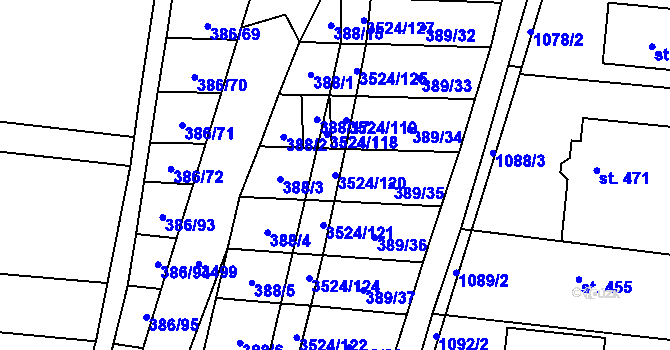 Parcela st. 3524/120 v KÚ Sobůlky, Katastrální mapa