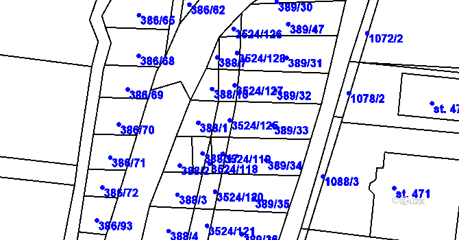 Parcela st. 3524/125 v KÚ Sobůlky, Katastrální mapa