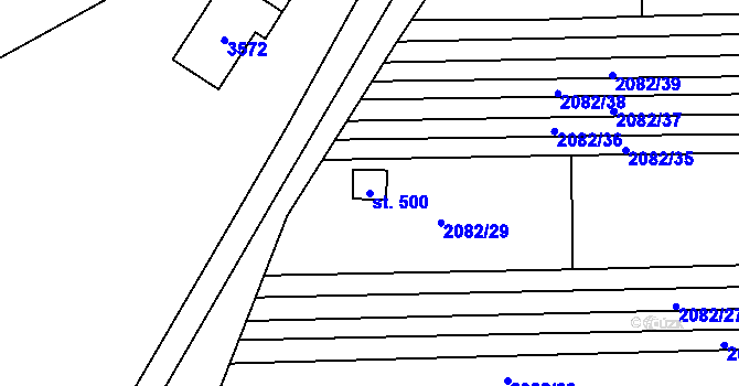 Parcela st. 500 v KÚ Sobůlky, Katastrální mapa