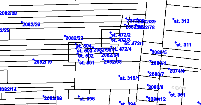 Parcela st. 2082/94 v KÚ Sobůlky, Katastrální mapa