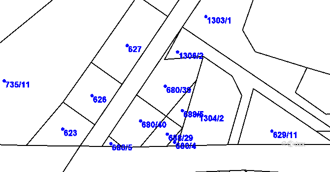 Parcela st. 680/39 v KÚ Sojovice, Katastrální mapa