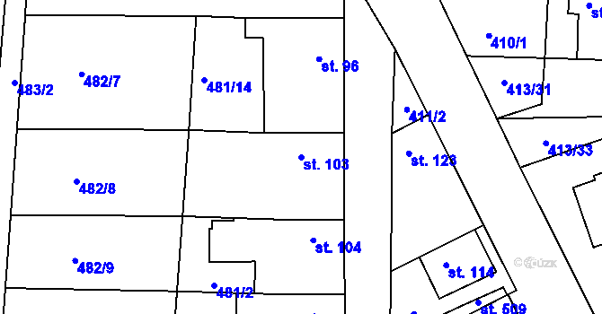 Parcela st. 103 v KÚ Sojovice, Katastrální mapa