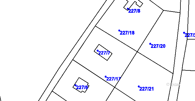 Parcela st. 227/7 v KÚ Sojovice, Katastrální mapa