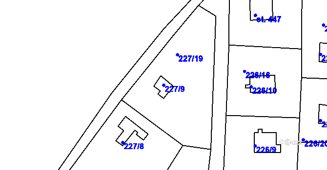 Parcela st. 227/9 v KÚ Sojovice, Katastrální mapa