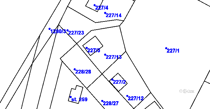 Parcela st. 227/13 v KÚ Sojovice, Katastrální mapa