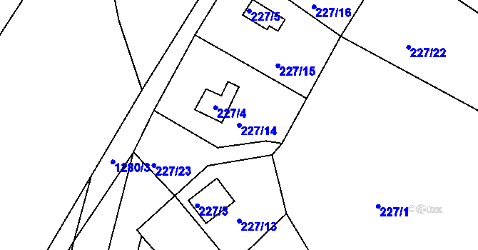 Parcela st. 227/14 v KÚ Sojovice, Katastrální mapa