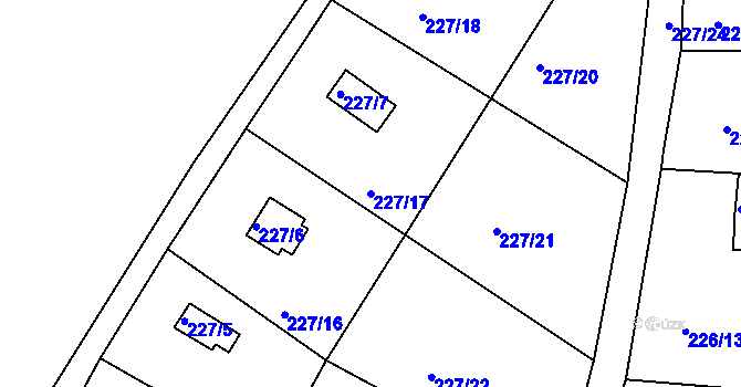 Parcela st. 227/17 v KÚ Sojovice, Katastrální mapa