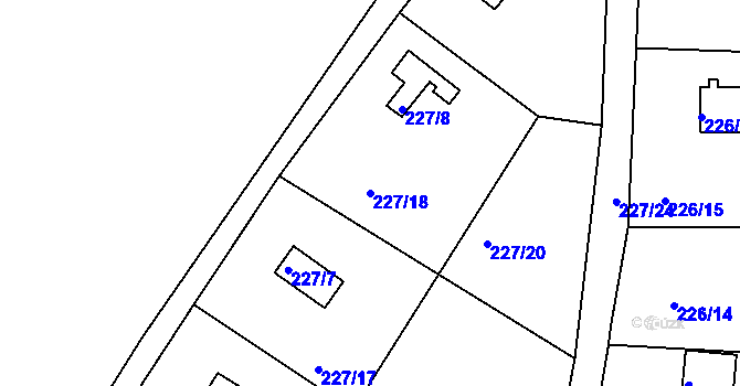 Parcela st. 227/18 v KÚ Sojovice, Katastrální mapa