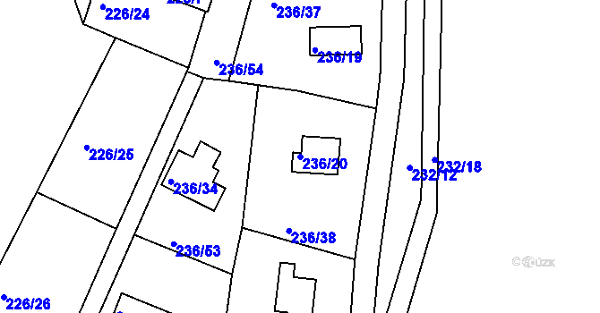 Parcela st. 236/20 v KÚ Sojovice, Katastrální mapa