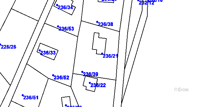 Parcela st. 236/21 v KÚ Sojovice, Katastrální mapa