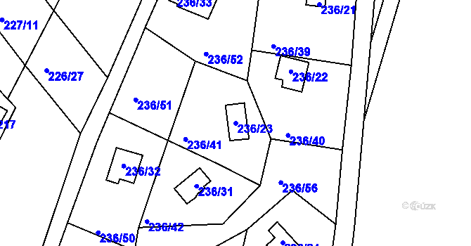 Parcela st. 236/23 v KÚ Sojovice, Katastrální mapa