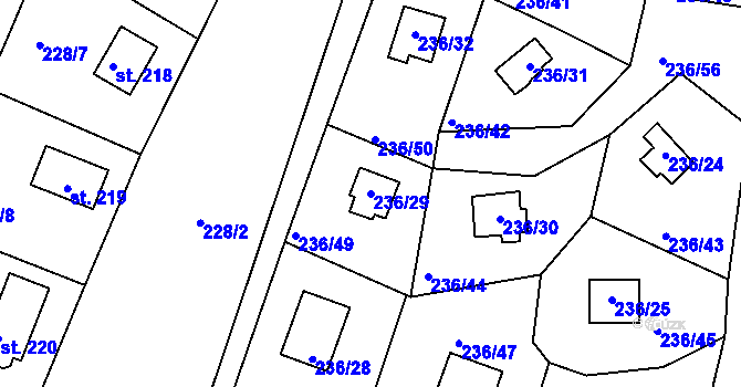 Parcela st. 236/29 v KÚ Sojovice, Katastrální mapa