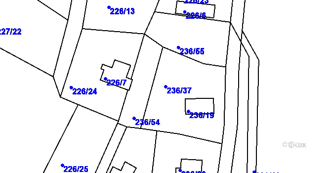 Parcela st. 236/37 v KÚ Sojovice, Katastrální mapa
