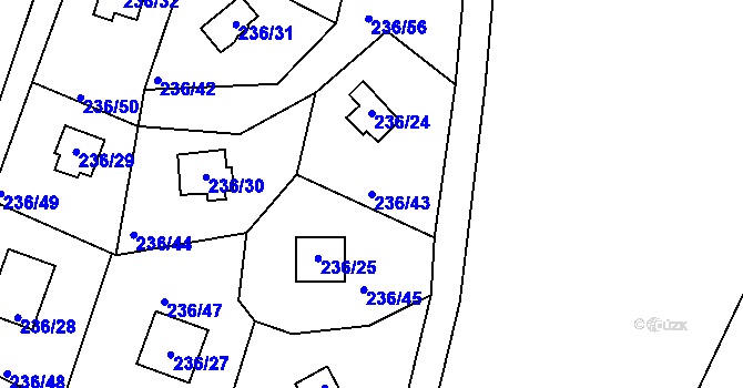 Parcela st. 236/43 v KÚ Sojovice, Katastrální mapa