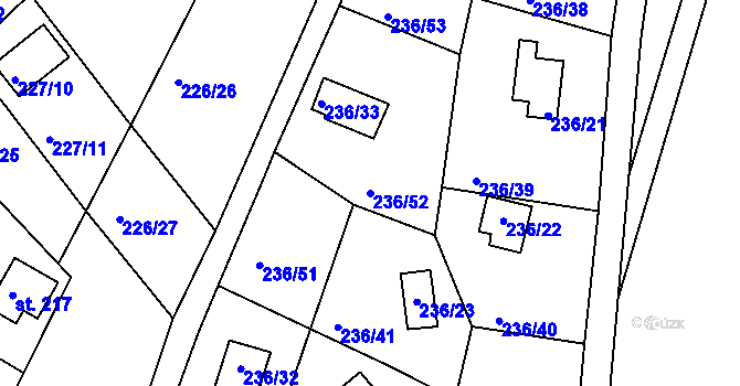 Parcela st. 236/52 v KÚ Sojovice, Katastrální mapa