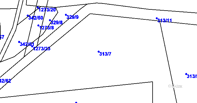 Parcela st. 313/7 v KÚ Sojovice, Katastrální mapa