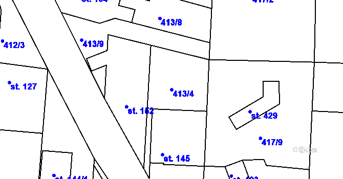 Parcela st. 413/4 v KÚ Sojovice, Katastrální mapa