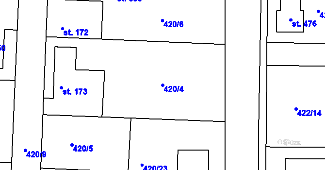Parcela st. 420/4 v KÚ Sojovice, Katastrální mapa