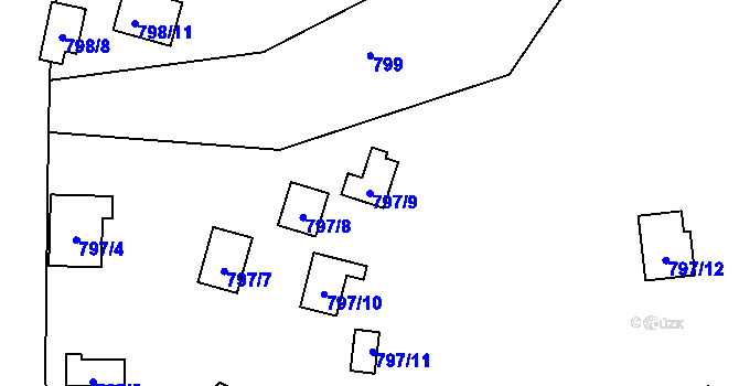 Parcela st. 797/9 v KÚ Sojovice, Katastrální mapa