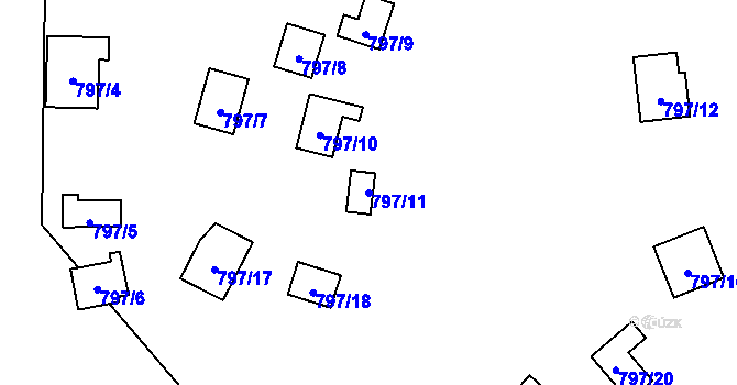 Parcela st. 797/11 v KÚ Sojovice, Katastrální mapa