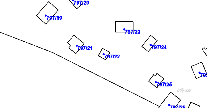Parcela st. 797/22 v KÚ Sojovice, Katastrální mapa